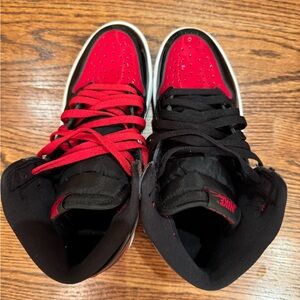 Nike Red and Black Air Jordan 1 Retro High OG with Dual Lace Colors